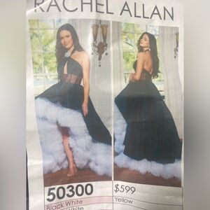 NWT Rachel Allan Black/ White Gown - Sz 4 - Halter - Hi-Lo